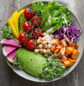 plant-based-garbanzo-salad-sweet-potato-tomato-avocado-watermelon-cherry-recipe